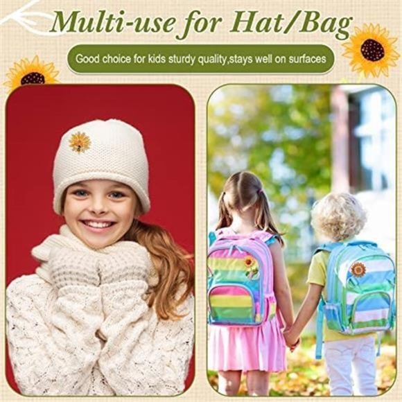 6 Pcs Sunflower Rhinestones Crystal Brooches Gold Pins for Hats - Picture 2 of 7